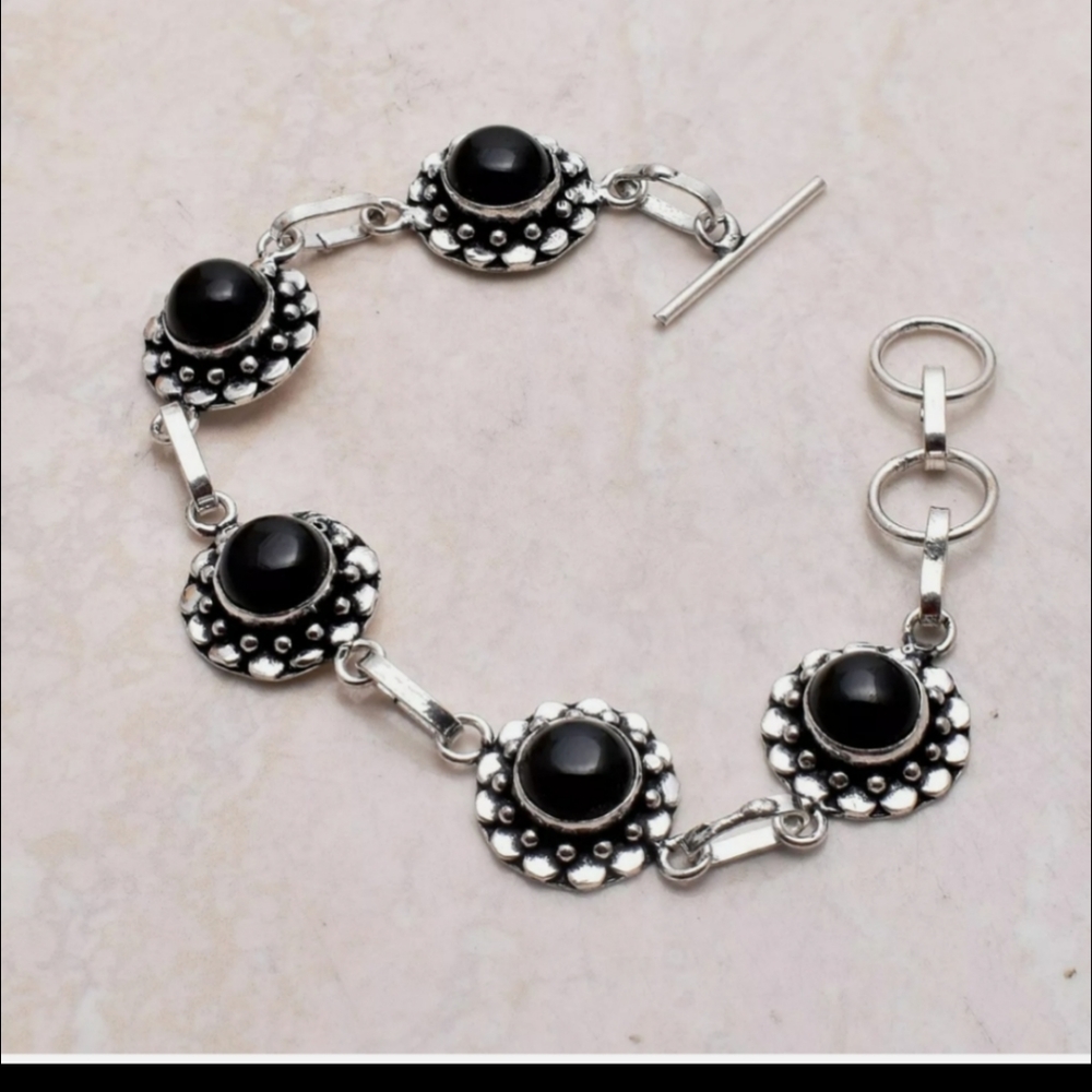 New black onyx sterling silver bracelet